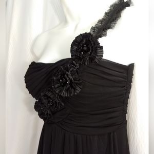 City Studio One-Shoulder Long Formal Prom Dress, Black, Size 3